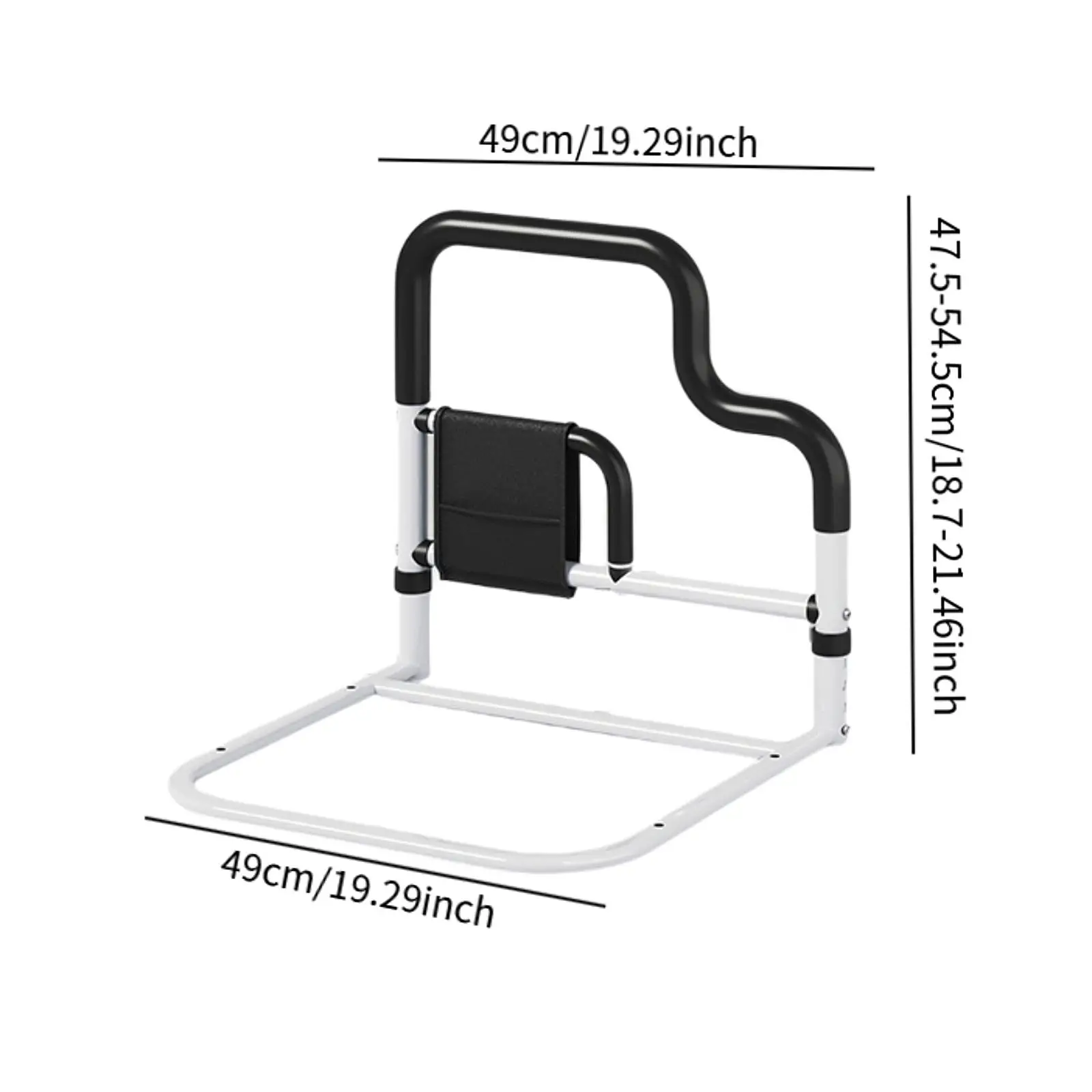 Support d'aide à se lever réglable en métal blanc et noir pour personnes âgées ou handicapées Design épuré et 