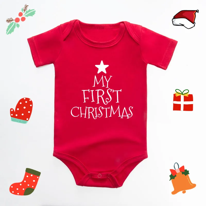 Body premier Noël bébé vêtement mignon feste新année combinaison rouge coton manches courtes pour garçon fille s