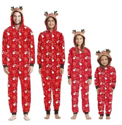 Tenues de Noël assorties pour famille pyjamas coordonnés pèrefils mèrefille bébé style festif capuches rennes 