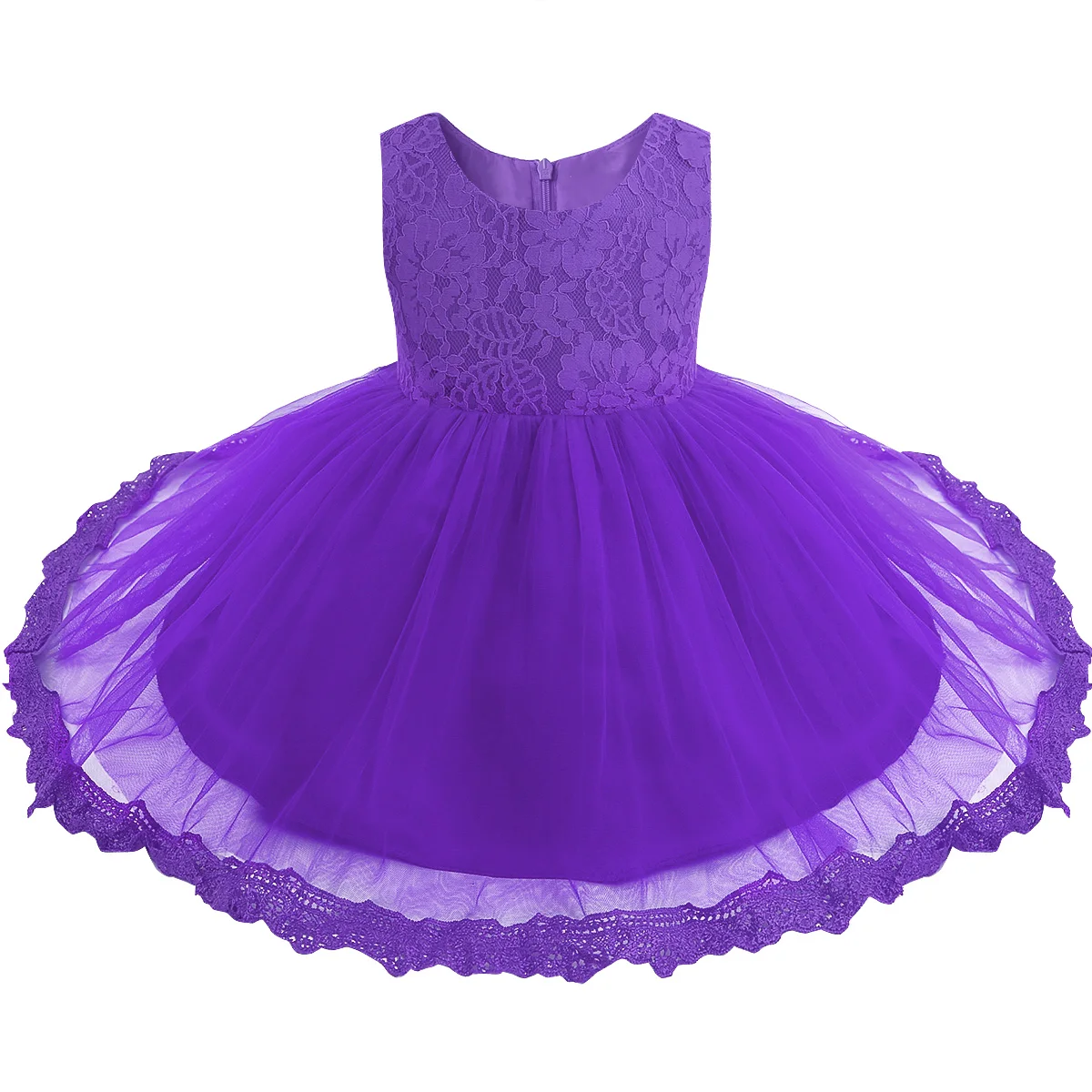 Robe bébé fille dentelle fleurs princesse mariage demoiselle d'honneur pâques tulle violet polyester occasions