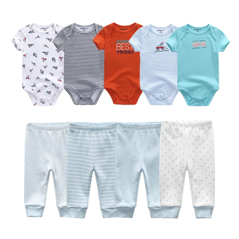 Ensemble vêtements bébé nouveauné garçon fille body et pantalon coton doux motifs ludiques style moderne