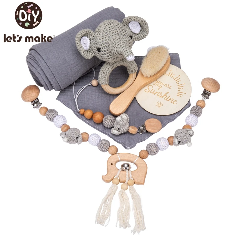 Ensemble de jouets bébé Let's Make 7 pièces hochet anneau dentition bavoirs accessoires photographie cadeau na
