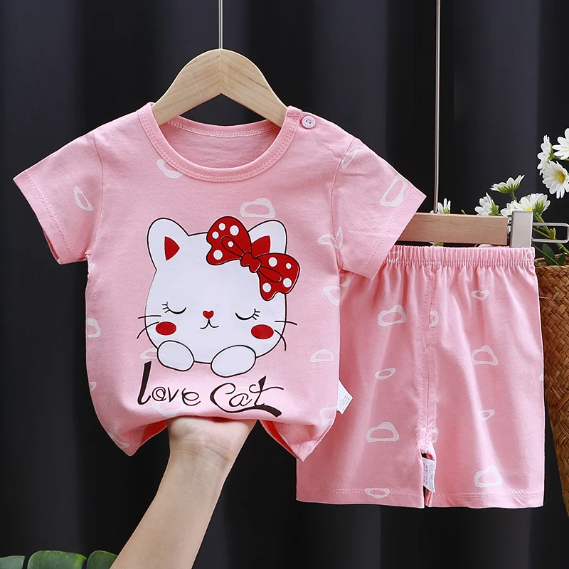 Ensemble vêtements bébé garçon/fille Tshirt short coton cartoon style