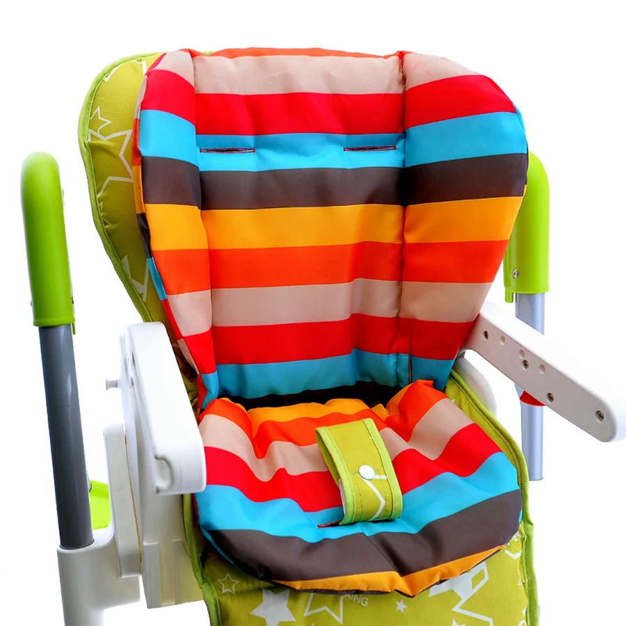 Coussin de Siège pour Chaise Haute Bébé Rembourrage Doux Amovible Design Coloré Rayures 03 Ans Facile à Nettoy