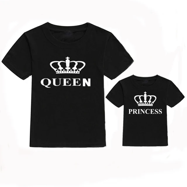Tshirt assorti maman et fille vêtements mode maman fille tshirt reine princesse design épuré coton confortable