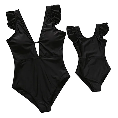 Maillot de bain maman et fille en tissu synthétique swimsuit une pièce
