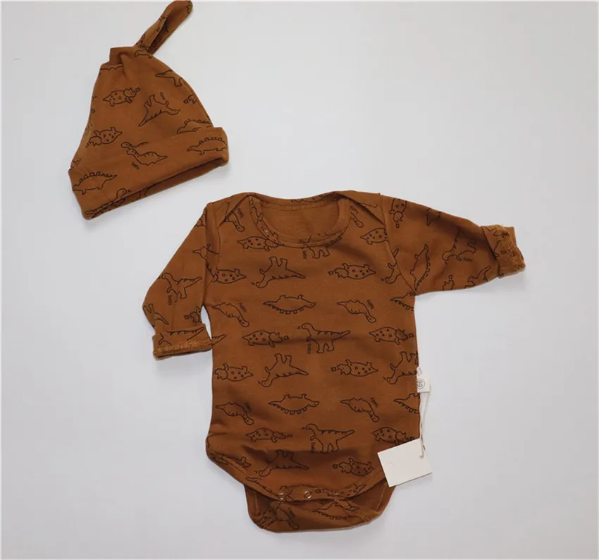 Ensemble vêtements bébé fille tshirt manches longues bonnet pantalon leggings coton dinosaures confortable 4 s