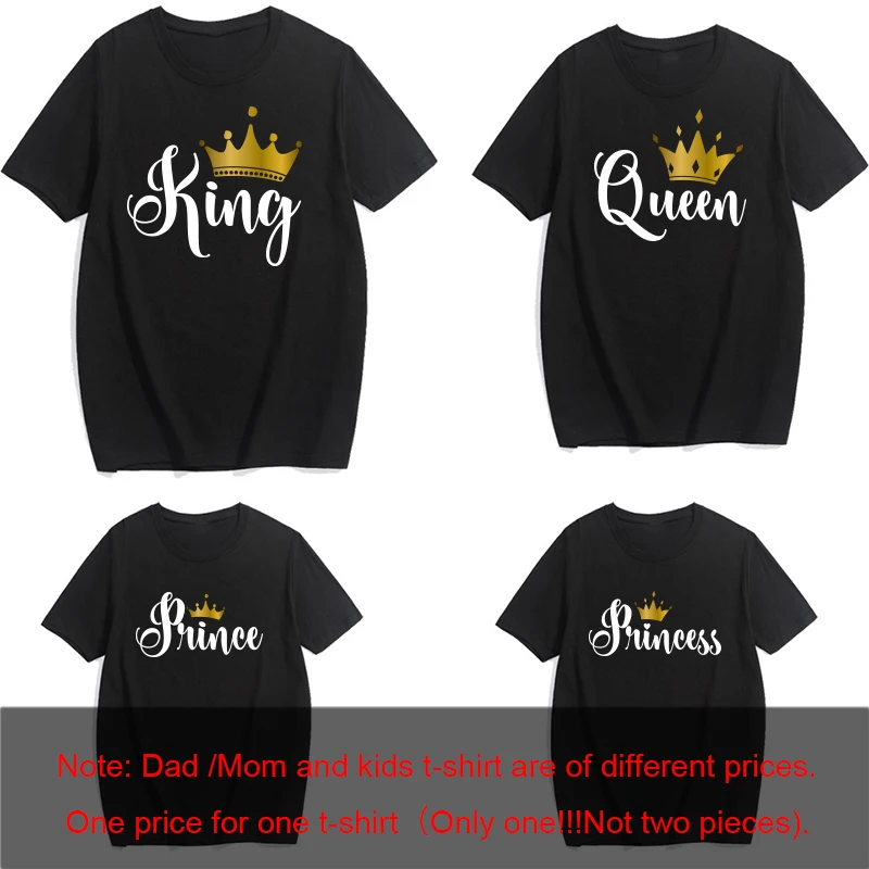 Vêtements assortis famille couronne dorée coton confortable style royal éлегance père mère enfant garçon fille