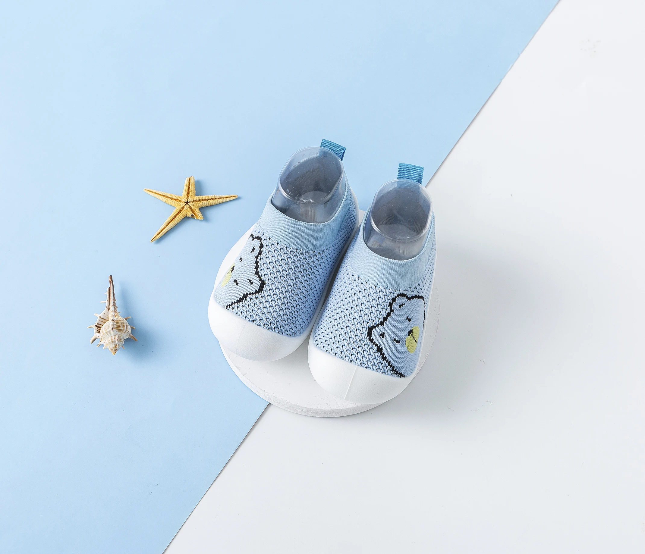 Chaussures bébé fille garçon maille tricotée motif ours polaire souples confortables antidérapantes premiers p