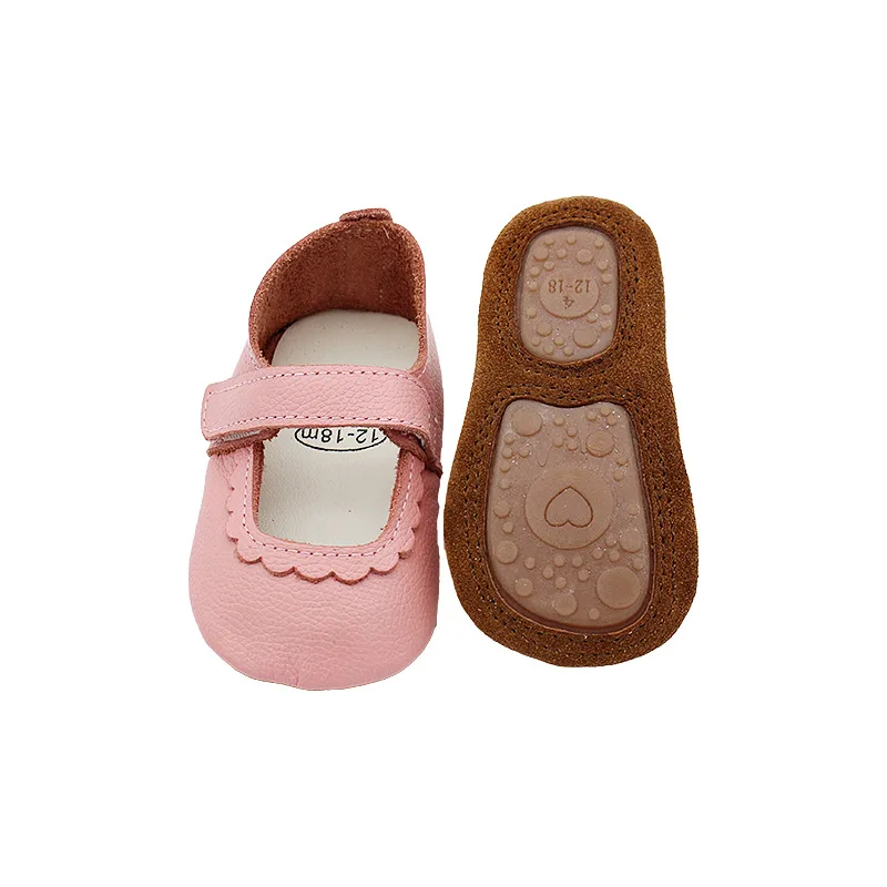 Chaussures bébé ballerines soft leather slipon velcro closure pink lace easy use shoes newborn to 2 years soft