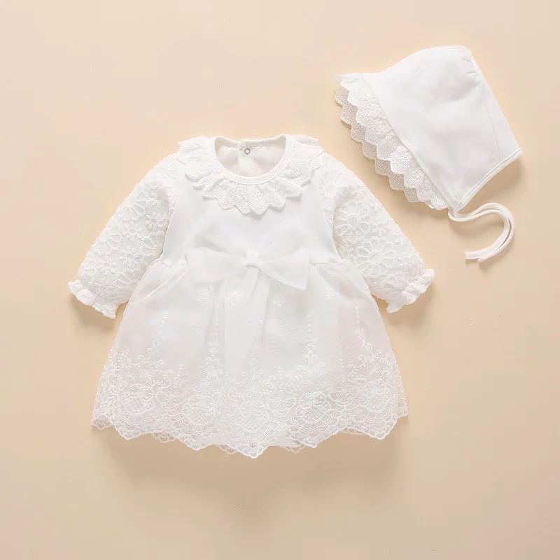 Robe de baptême blanche en dentelle pour bébé fille vêtement d'occasion