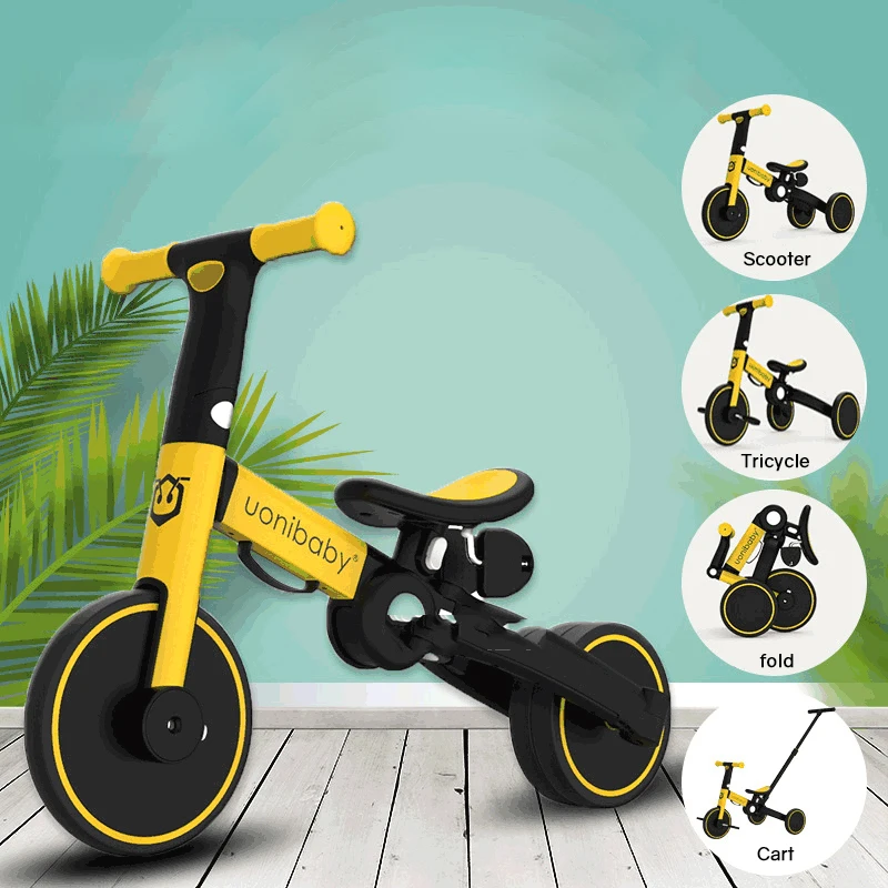 Tricycle pliable 5 en 1 pour bébé vélo d'équilibre trottinette poussette cadeau pour enfant 16 ans
