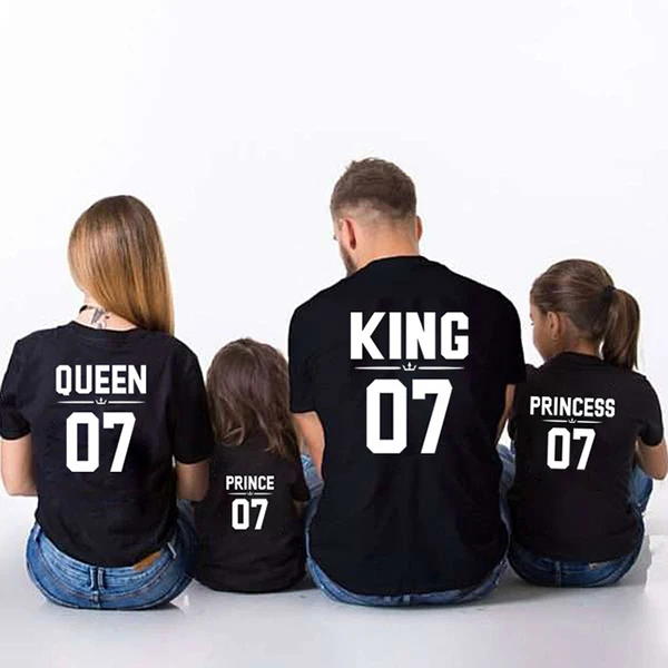 Tshirt assorti pour la famille tenues de famille père mère fille fils roi reine princesse prince Noir