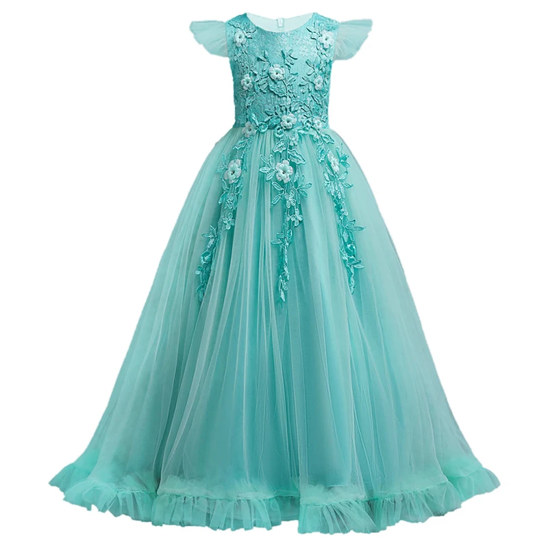 Robe de cérémonie pour enfants en dentelle florale robe princesse sans manches robe longue pour filles 415 ans