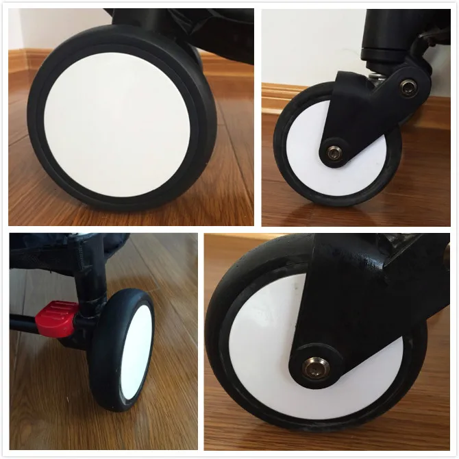 Roues de poussette en caoutchouc et plastique noir et blanc adaptées pour Babyzen Yoyo/ Yoya/ Chbaby/ Vov