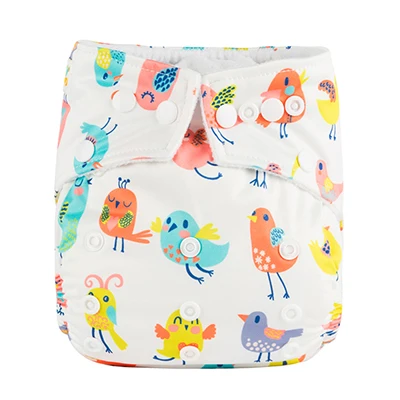 Couches lavables Babyland en tissu microfleece polyester imperméable unisexe 315kg 15 couleurs motifs oiseaux 