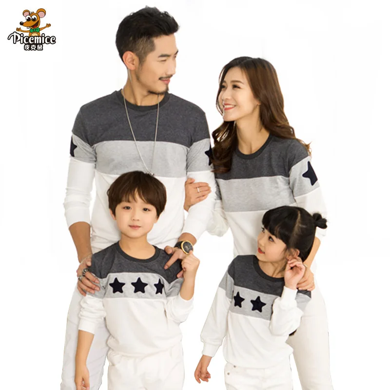 Vêtements de famille en coton brodés étoile pour bébé enfant mère et père – Look unifié mode