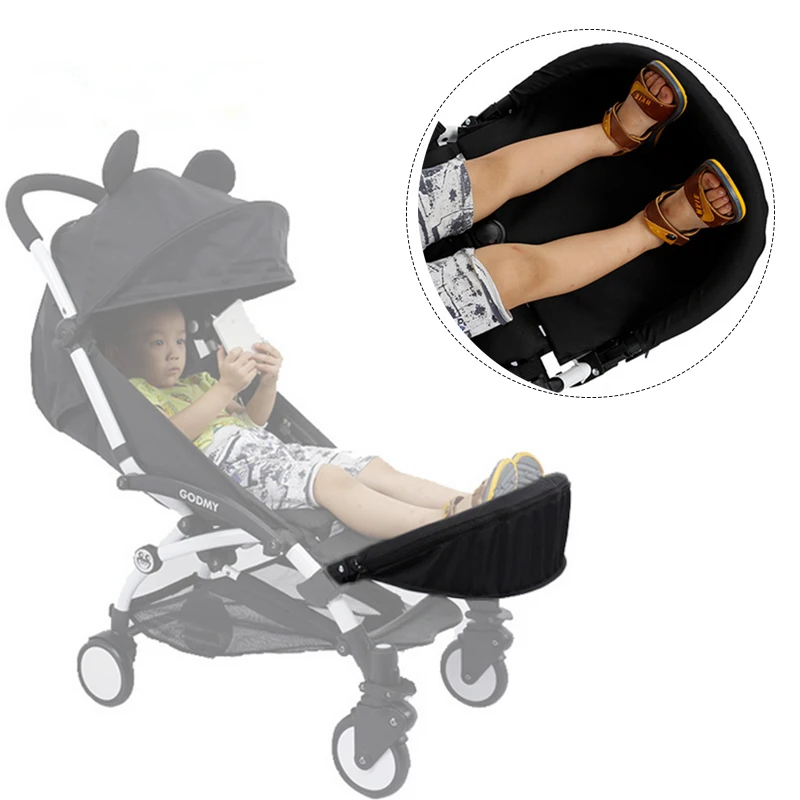 Poussette GODMY légère pliable pour bébé avec reposepieds ajustable aluminium polyester noir blanc portage fac
