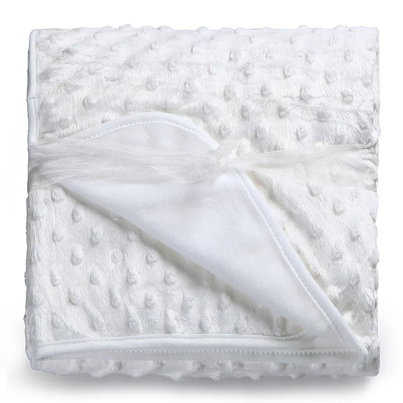 Couverture bébé douce et chaude en laine polyester nouveauné 012 mois texture minky soft blanc usage maison vo