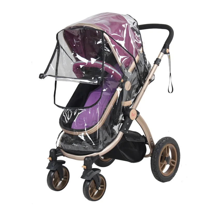 Couverture de pluie universelle pour poussette bébé protection antivent et antipoussière avec fenêtres transpa