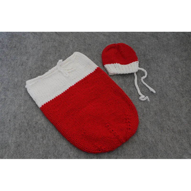 Ensemble photo bébé nouveauné écharpe de Noël bonhomme de neige sac de couchage en laine chapeau idéal pour sé