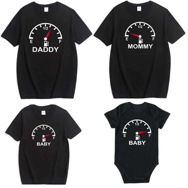 Vêtements assortis pour toute la famille, tenue amusante, avec batterie, papa, colonne vertébrale, garçon et f