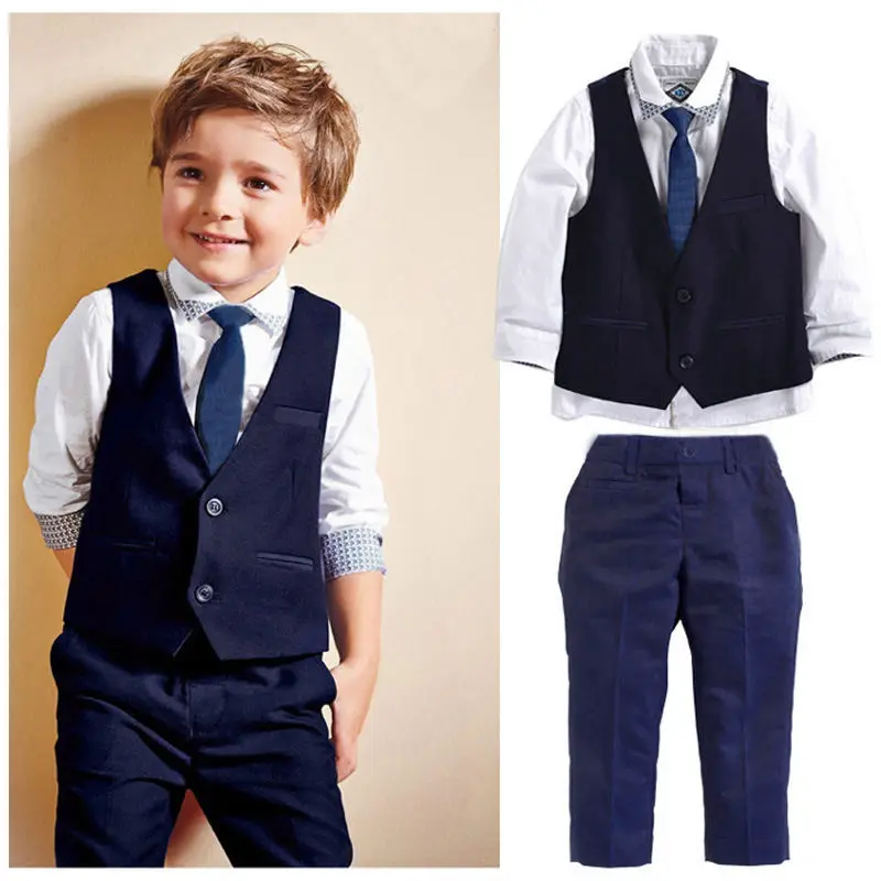 Ensemble veston pantalon chemise garçon bébé toddler 3 pièces style formel cérémonie mariage occasion spéciale