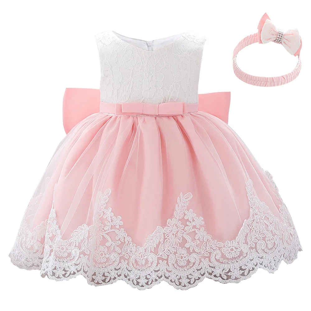 Robe de baptême blanche pour bébé fille dentelle nœud grosgrain polyester occasions spéciales 12 ans mode clas