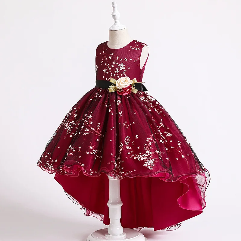 Robe Demoiselle d'Honneur Vintage pour Enfant Fête Mariage 47 Ans Tulle Broderies Ceinture Fleurs Élégance