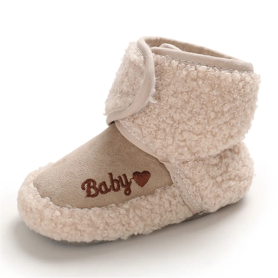 Chaussures d'hiver pour bébé bottes en peluche douces antidérapantes semelle souple ajustables bébé fille et g