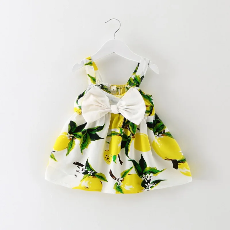 Robe d'été imprimée citron pour bébé fille jupe à bretelles robe princesse occasion estivale naissance baptême