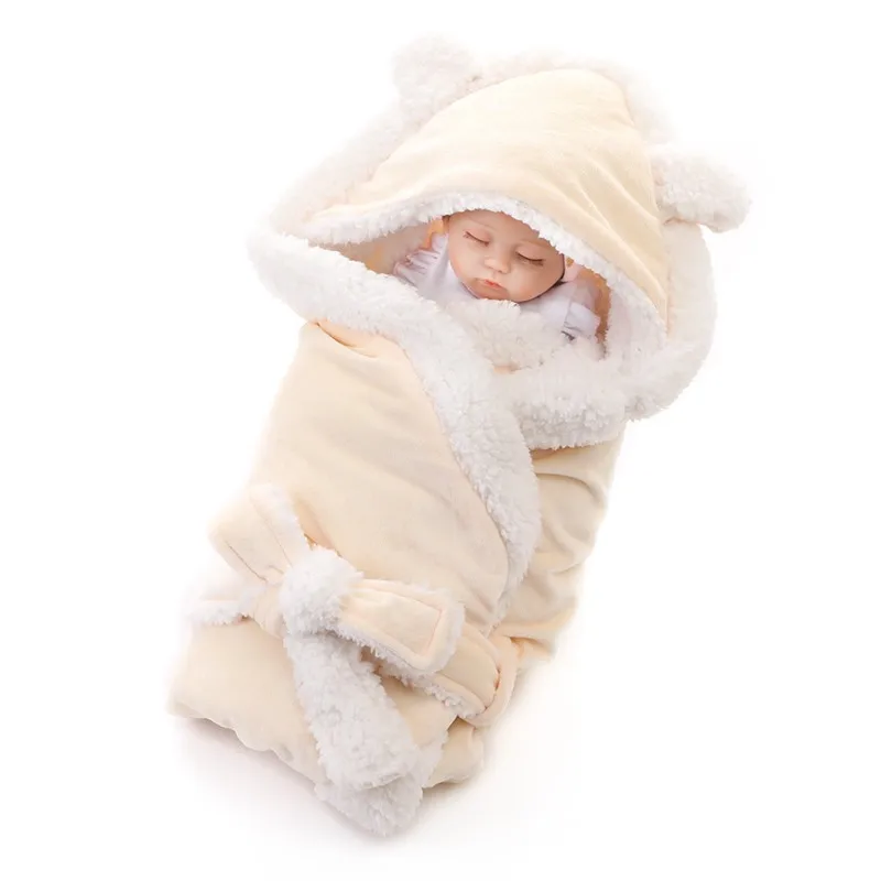 Couverture polaire en velours pour bébé emmaillotage et ensemble de literie en coton doux et chaud pour nouvea