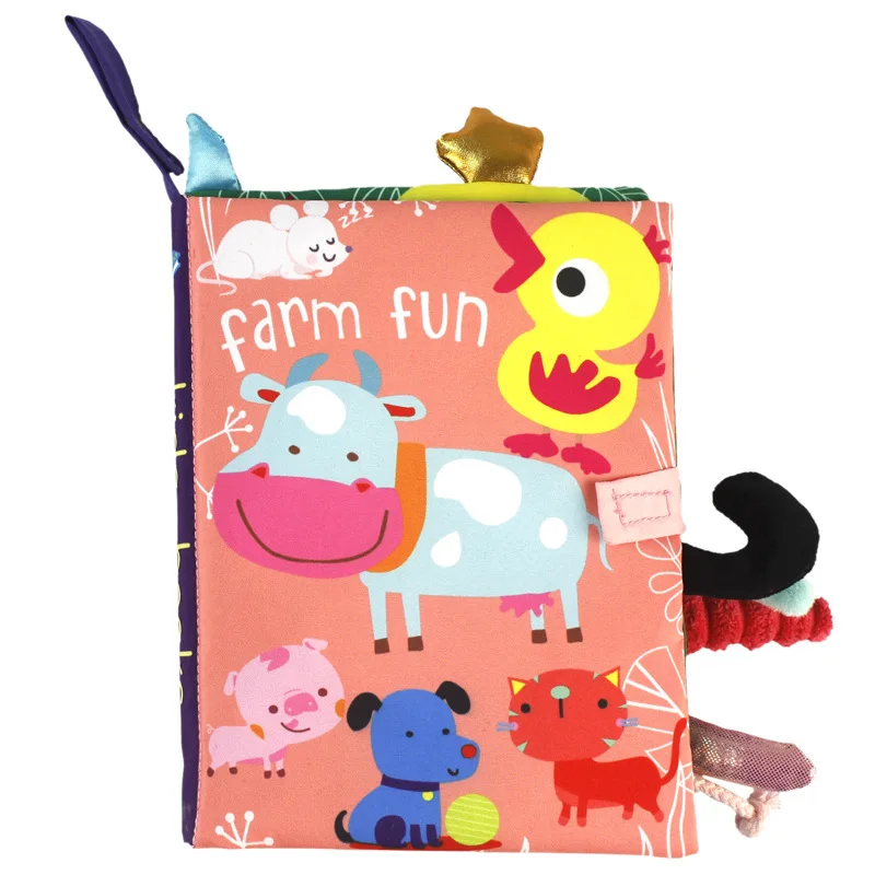 Livre en Tissu pour Bébé Éveil Tactile et Visuel Jouet Éducatif Puzzle Sonore Hochet Interactif Accessoire Éve