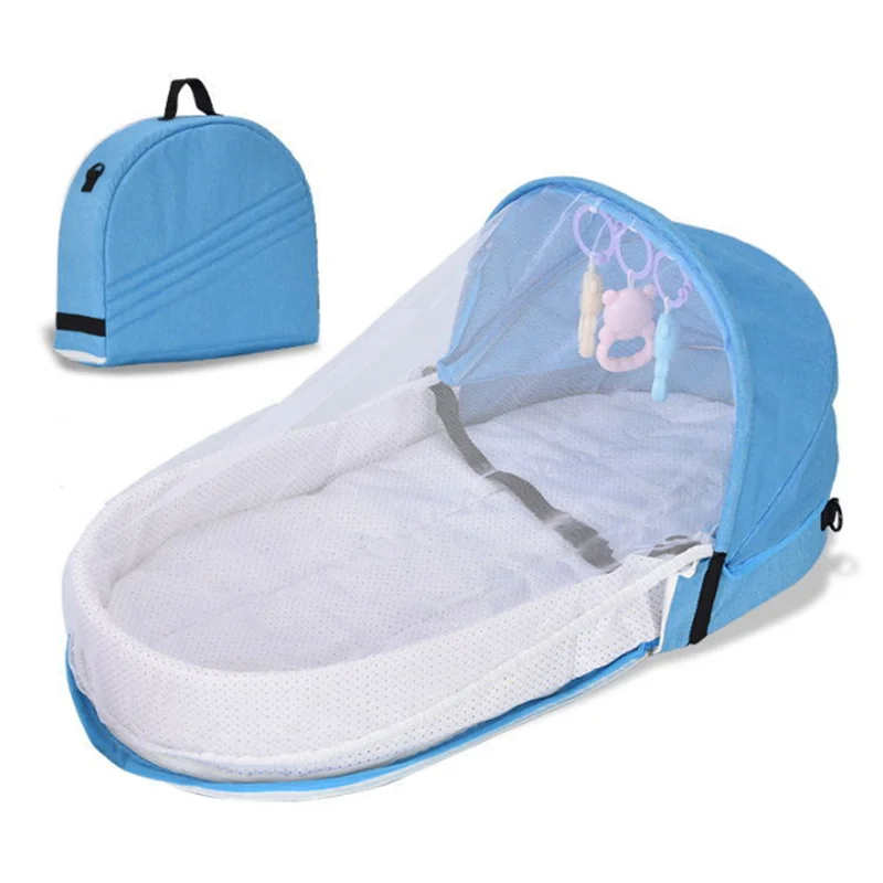 Lit de voyage bébé portable lit pliable respirant tente antimoustiques jouets suspendus bâche filet design mod