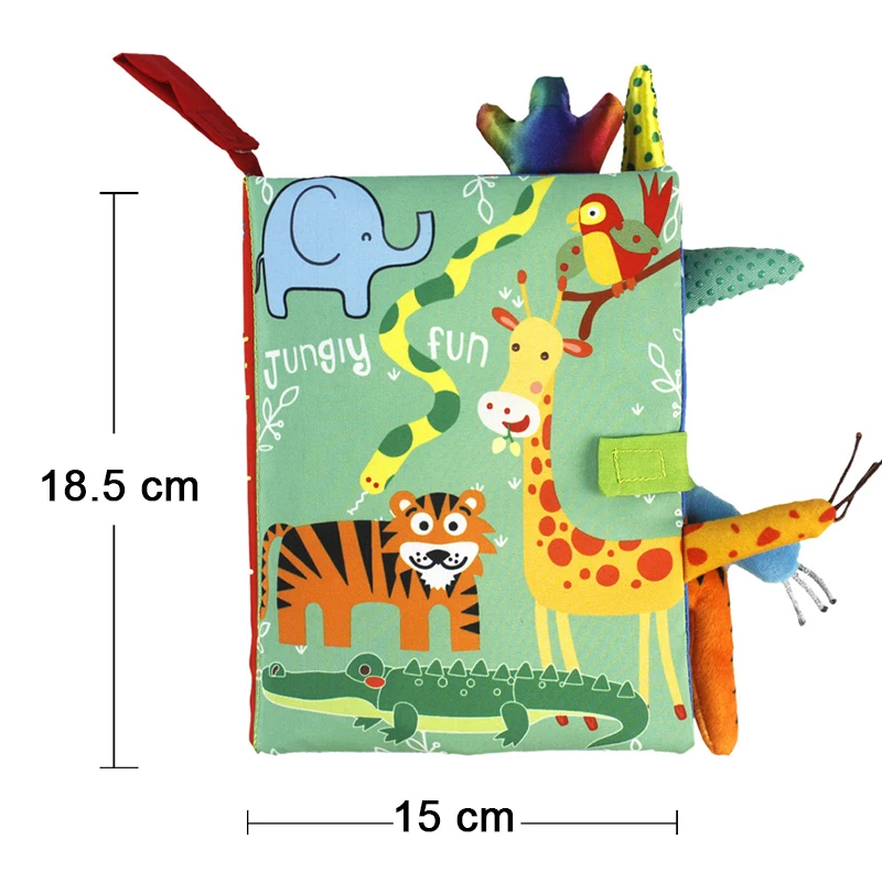 Livre en tissu pour bébé jouet éducatif avec personnages animaux texture douce apprentissage sensoriel cadeau