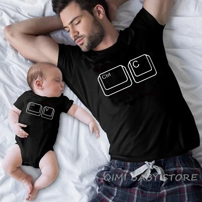 Tshirt de famille pour hommes femmes enfants papa maman Ctrl C Ctrl V Tshirt unisexe en coton style décontract