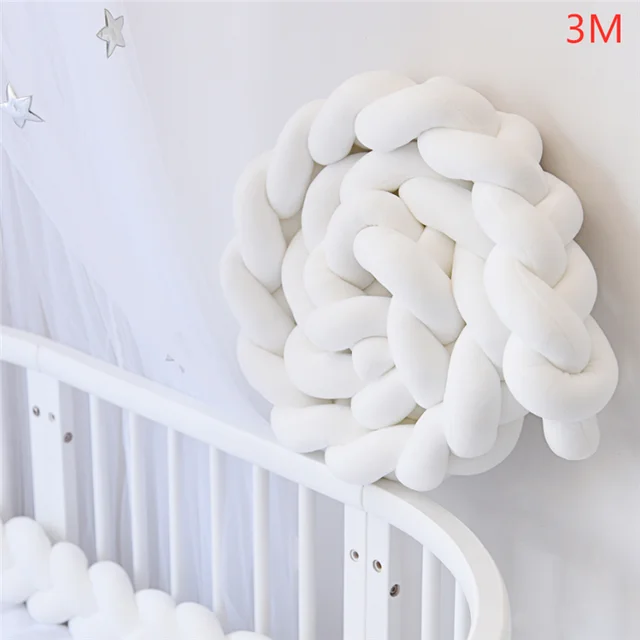 Bébé lit parechocs infantile berceau oreiller coussin tresse noeud protecteur chambre décor tour de lit bébé 3