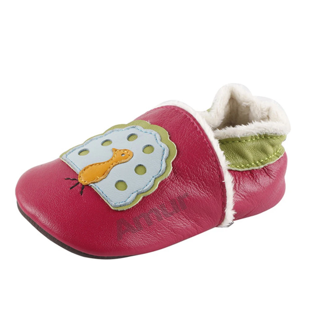 Chaussures chaudes antidérapantes en cuir pour bébé 0 à 24 mois