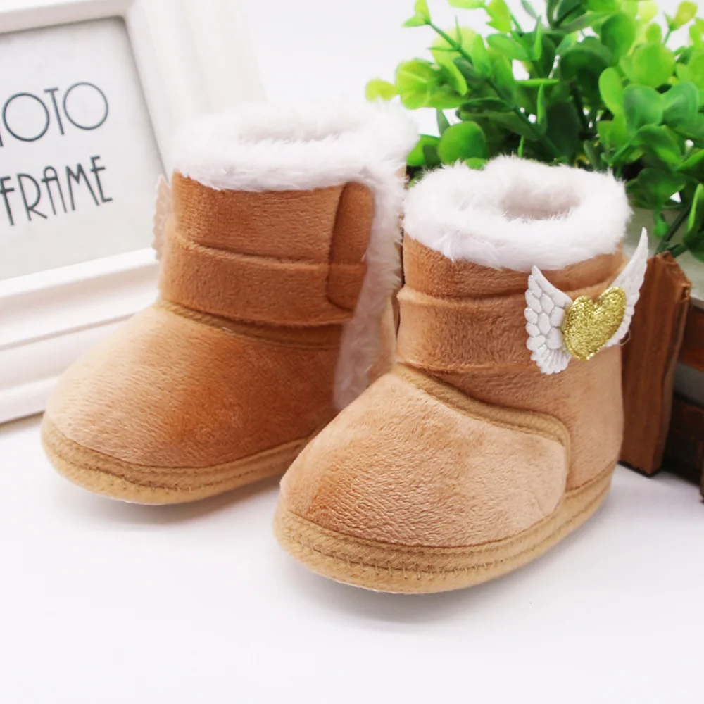 Chaussons de Neige en Peluche pour NouveauNé Fille Chaussures Antidérapantes Semelle Souple Respirantes Ailes 