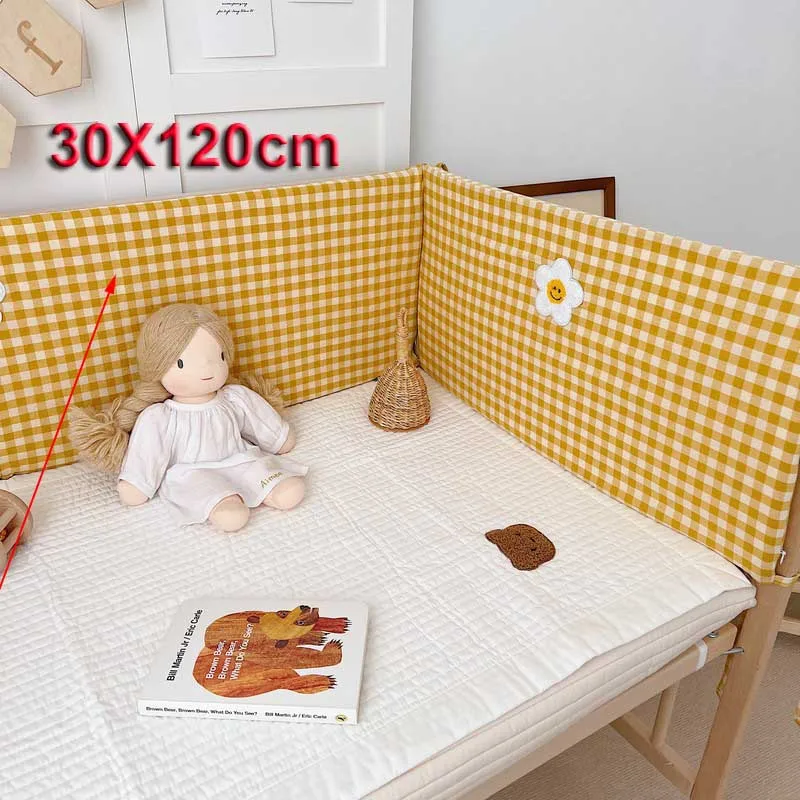 Barrière lit bébé Cartoon ours brodé doublure anticollision sécurité