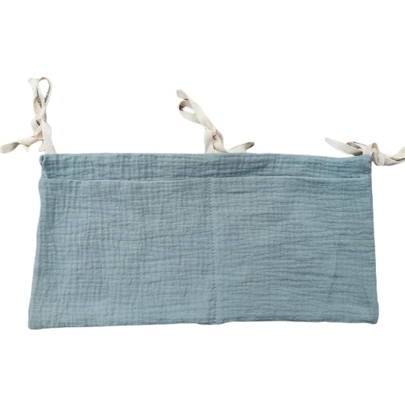 Sac de rangement en coton pour bassinet bébé multifonctionnel sangles ajustables texture gaufrée bleu pâle cha