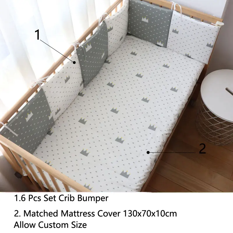Ensemble protections lit bébé 6 parechocs housse matelas coton doux