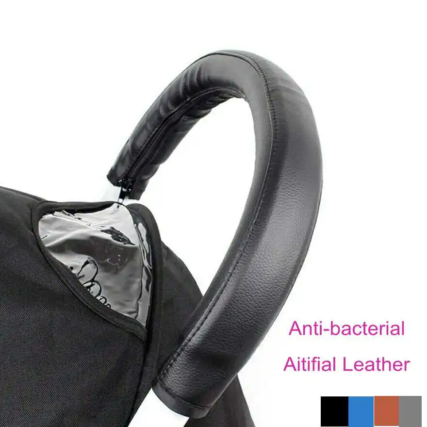 Housse de poignée de poussette antibactérienne en cuir artificiel protection hygiénique design ergonomique com
