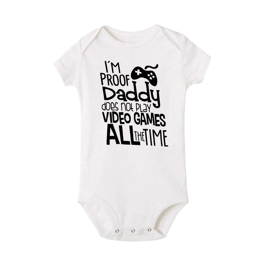 Body à manches courtes pour bébé nouveauné vêtement unisexe design vidéo jeu rigolo coton doux blanc 01 ans