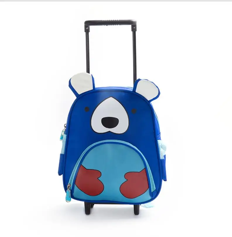 Sac à dos à roulettes pour enfants école voyage motif ours bleu nylon