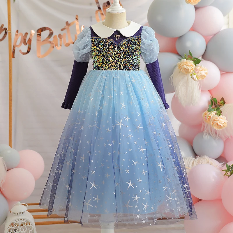 Robe princesse tulle sequins étoiles fille 46 ans anniversaire fête occasion spéciale vêtement cérémonie look 