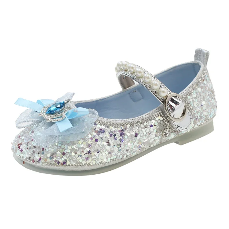Ballerines enfants tissu pailleté fleur tulle pierre décorative occasion spéciale filles 312 ans élégantes ant