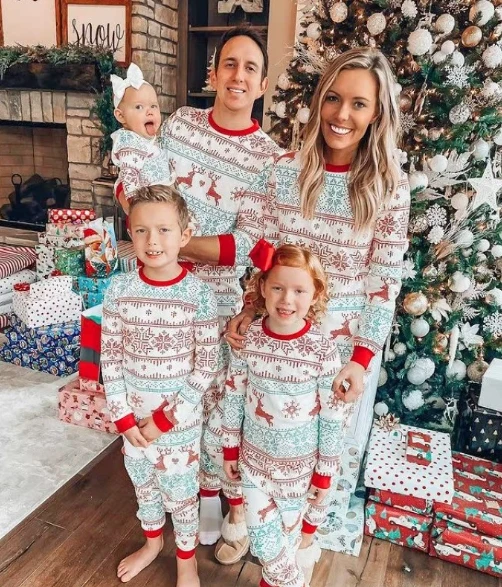 Ensemble pyjamas famille Noel adulte enfant vêtements de nuit 2 pièces