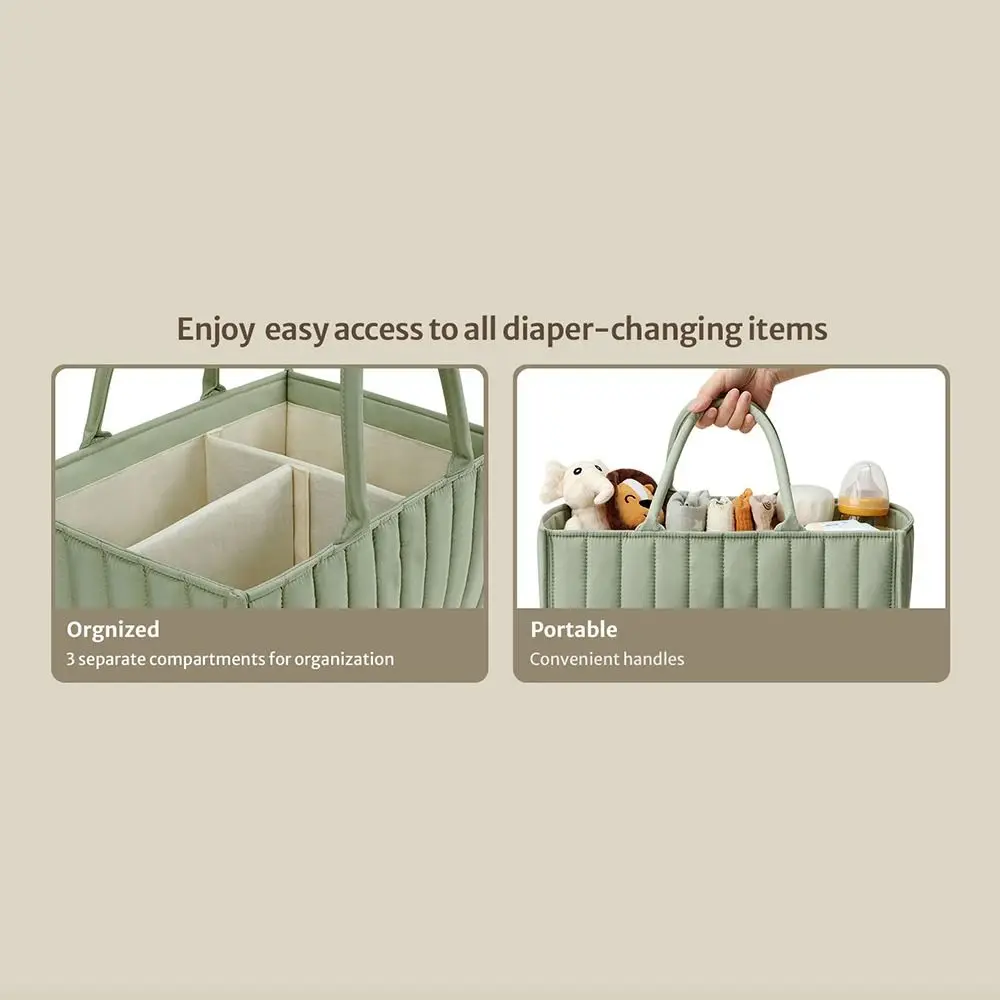 Organisateur de rangement pour couches bébé sac à langer vert compartiments séparés portabilité pratique desig