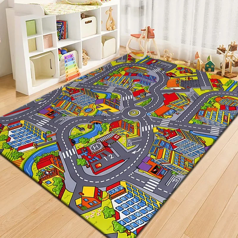 Tapis de jeu éducatif ville en 3D routes et bâtiments tissu doux éveil sensoriel développement moteur bébé tap